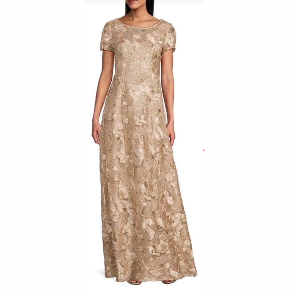 Alex Evenings Beige Dress Scoop neck size 14